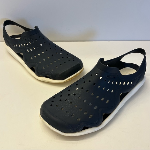 Crocs Mens SwiftWater Wave Sandals Iconic Comfort Blue/Pearl White Size 7 - Picture 1 of 12